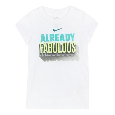 Nike Girls' white 'Already fabulous' slogan print t-shirt